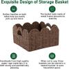 imageOIAHOMY Scalloped Wicker Baskets Handwoven Storage Baskets with Builtin Handles Paper Rope Shelf Baskets for Organizing and Decoration Set of 3YellowBrown