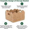 imageOIAHOMY Scalloped Wicker Baskets Handwoven Storage Baskets with Builtin Handles Paper Rope Shelf Baskets for Organizing and Decoration Set of 3YellowYellow