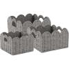 imageOIAHOMY Scalloped Wicker Baskets Handwoven Storage Baskets with Builtin Handles Paper Rope Shelf Baskets for Organizing and Decoration Set of 3YellowGrey