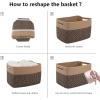 imageOIAHOMY 4 Pack Storage Baskets for Organizing Basket for Shelves with Handle Woven Baskets for Storage Toys Towels Books Cotton Rope Basket 13quot L x 9 quot W x 78 quot H Brown ampamp WhiteBrown  Black