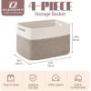 imageOIAHOMY 4 Pack Storage Baskets for Organizing Basket for Shelves with Handle Woven Baskets for Storage Toys Towels Books Cotton Rope Basket 13quot L x 9 quot W x 78 quot H Brown ampamp WhiteDeep Brown  White