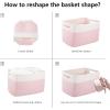 imageOIAHOMY 4 Pack Storage Baskets for Organizing Basket for Shelves with Handle Woven Baskets for Storage Toys Towels Books Cotton Rope Basket 13quot L x 9 quot W x 78 quot H Brown ampamp WhitePink  White