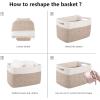 imageOIAHOMY 4 Pack Storage Baskets for Organizing Basket for Shelves with Handle Woven Baskets for Storage Toys Towels Books Cotton Rope Basket 13quot L x 9 quot W x 78 quot H Brown ampamp WhiteBrown  White