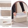 imageOIAHOMY 4 Pack Storage Baskets for Organizing Basket for Shelves with Handle Woven Baskets for Storage Toys Towels Books Cotton Rope Basket 13quot L x 9 quot W x 78 quot H Brown ampamp WhiteBrown  White