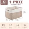 imageOIAHOMY 4 Pack Storage Baskets for Organizing Basket for Shelves with Handle Woven Baskets for Storage Toys Towels Books Cotton Rope Basket 13quot L x 9 quot W x 78 quot H Brown ampamp WhiteBrown  White