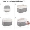 imageOIAHOMY 4 Pack Storage Baskets for Organizing Basket for Shelves with Handle Woven Baskets for Storage Toys Towels Books Cotton Rope Basket 13quot L x 9 quot W x 78 quot H Brown ampamp WhiteGrey  White