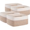 imageOIAHOMY 4 Pack Storage Baskets for Organizing Small Bins for Shelves Cute Decorative Storage Bins Organizer Baskets for Gifts Empty 118Lx78Wx47H BrownWhiteBrownWhite
