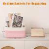imageOIAHOMY 4 Pack Storage Baskets for Organizing Small Bins for Shelves Cute Decorative Storage Bins Organizer Baskets for Gifts Empty 118Lx78Wx47H BrownWhitePinkWhite