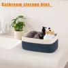 imageOIAHOMY 4 Pack Storage Baskets for Organizing Small Bins for Shelves Cute Decorative Storage Bins Organizer Baskets for Gifts Empty 118Lx78Wx47H BrownWhiteBlueWhite