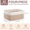 imageOIAHOMY 4 Pack Storage Baskets for Organizing Small Bins for Shelves Cute Decorative Storage Bins Organizer Baskets for Gifts Empty 118Lx78Wx47H BrownWhiteBrownWhite