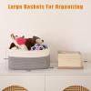 imageOIAHOMY 4 Pack Storage Baskets for Organizing Small Bins for Shelves Cute Decorative Storage Bins Organizer Baskets for Gifts Empty 118Lx78Wx47H BrownWhiteGreyWhite