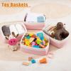 imageOIAHOMY 4 Pack Storage Baskets for Organizing Small Bins for Shelves Cute Decorative Storage Bins Organizer Baskets for Gifts Empty 118Lx78Wx47H BrownWhitePinkWhite