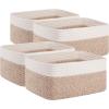 imageOIAHOMY 4 Pack Storage Baskets for Organizing Small Bins for Shelves Cute Decorative Storage Bins Organizer Baskets for Gifts Empty 118Lx78Wx47H BrownWhiteBrownWhite