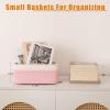 imageOIAHOMY 4 Pack Storage Baskets for Organizing Small Bins for Shelves Cute Decorative Storage Bins Organizer Baskets for Gifts Empty 118Lx78Wx47H BrownWhitePinkWhite