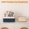 imageOIAHOMY 4 Pack Storage Baskets for Organizing Small Bins for Shelves Cute Decorative Storage Bins Organizer Baskets for Gifts Empty 118Lx78Wx47H BrownWhiteBlueWhite