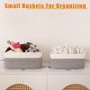 imageOIAHOMY 4 Pack Storage Baskets for Organizing Small Bins for Shelves Cute Decorative Storage Bins Organizer Baskets for Gifts Empty 118Lx78Wx47H BrownWhiteGreyWhite