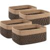 imageOIAHOMY 4 Pack Storage Baskets for Organizing Small Bins for Shelves Cute Decorative Storage Bins Organizer Baskets for Gifts Empty 118Lx78Wx47H BrownWhiteBlackYellow