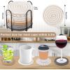 imageOIAHOMY 10 Pcs Drink Coasters with Holder Boho Cotton Woven Coaster Set Absorbent Coaster Protection for Various Cups Ideal for Coffee Tables Home Decor and Gift 43 InchesMixed YellowYellow