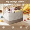 image:imageOIAHOMY 108L Extra Large Blanket Basket 25x16x16 Rectangle Woven Cotton Rope Baskets for for Living Room Toy Storage with Handle Gradient Light BrownGradient Light Brown