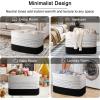 image:imageOIAHOMY 108L Extra Large Blanket Basket 25x16x16 Rectangle Woven Cotton Rope Baskets for for Living Room Toy Storage with Handle Gradient Light BrownGradient Black