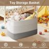 image:imageOIAHOMY 108L Extra Large Blanket Basket 25x16x16 Rectangle Woven Cotton Rope Baskets for for Living Room Toy Storage with Handle Gradient Light BrownGradient Grey