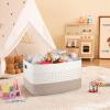 image:imageOIAHOMY 108L Extra Large Blanket Basket 25x16x16 Rectangle Woven Cotton Rope Baskets for for Living Room Toy Storage with Handle Gradient Light BrownGradient Light Brown