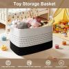 image:imageOIAHOMY 108L Extra Large Blanket Basket 25x16x16 Rectangle Woven Cotton Rope Baskets for for Living Room Toy Storage with Handle Gradient Light BrownGradient Black