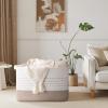 image:imageOIAHOMY 108L Extra Large Blanket Basket 25x16x16 Rectangle Woven Cotton Rope Baskets for for Living Room Toy Storage with Handle Gradient Light BrownGradient Light Brown
