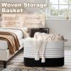 image:imageOIAHOMY 108L Extra Large Blanket Basket 25x16x16 Rectangle Woven Cotton Rope Baskets for for Living Room Toy Storage with Handle Gradient Light BrownGradient Black