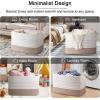 image:imageOIAHOMY 108L Extra Large Blanket Basket 25x16x16 Rectangle Woven Cotton Rope Baskets for for Living Room Toy Storage with Handle Gradient Light BrownGradient Light Brown