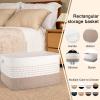 image:imageOIAHOMY 108L Extra Large Blanket Basket 25x16x16 Rectangle Woven Cotton Rope Baskets for for Living Room Toy Storage with Handle Gradient Light BrownGradient Light Brown