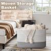 image:imageOIAHOMY 108L Extra Large Blanket Basket 25x16x16 Rectangle Woven Cotton Rope Baskets for for Living Room Toy Storage with Handle Gradient Light BrownGradient Grey