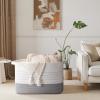 image:imageOIAHOMY 108L Extra Large Blanket Basket 25x16x16 Rectangle Woven Cotton Rope Baskets for for Living Room Toy Storage with Handle Gradient Light BrownGradient Grey