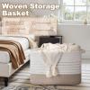 image:imageOIAHOMY 108L Extra Large Blanket Basket 25x16x16 Rectangle Woven Cotton Rope Baskets for for Living Room Toy Storage with Handle Gradient Light BrownGradient Light Brown
