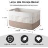 image:imageOIAHOMY 108L Extra Large Blanket Basket 25x16x16 Rectangle Woven Cotton Rope Baskets for for Living Room Toy Storage with Handle Gradient Light BrownGradient Light Brown
