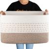 image:imageOIAHOMY 108L Extra Large Blanket Basket 25x16x16 Rectangle Woven Cotton Rope Baskets for for Living Room Toy Storage with Handle Gradient Light BrownGradient Light Brown