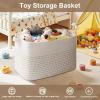 image:imageOIAHOMY 108L Extra Large Blanket Basket 25x16x16 Rectangle Woven Cotton Rope Baskets for for Living Room Toy Storage with Handle Gradient Light BrownLight Yellow  White