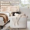 image:imageOIAHOMY 108L Extra Large Blanket Basket 25x16x16 Rectangle Woven Cotton Rope Baskets for for Living Room Toy Storage with Handle Gradient Light BrownLight Yellow  White
