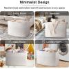 image:imageOIAHOMY 108L Extra Large Blanket Basket 25x16x16 Rectangle Woven Cotton Rope Baskets for for Living Room Toy Storage with Handle Gradient Light BrownLight Yellow  White