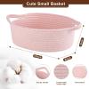 image:imageOIAHOMY Gift Basket with Handle Small Woven Basket with Gift Bag Ribbon and Wrap Tissue Paper Nursery Bins Empty to Fill with Small Items Baby Pet Toy Organizer  WhiteValentines Pink