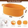 image:imageOIAHOMY Gift Basket with Handle Small Woven Basket with Gift Bag Ribbon and Wrap Tissue Paper Nursery Bins Empty to Fill with Small Items Baby Pet Toy Organizer  WhiteOrange