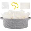 image:imageOIAHOMY Gift Basket with Handle Small Woven Basket with Gift Bag Ribbon and Wrap Tissue Paper Nursery Bins Empty to Fill with Small Items Baby Pet Toy Organizer  WhiteGrey