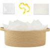 image:imageOIAHOMY Gift Basket with Handle Small Woven Basket with Gift Bag Ribbon and Wrap Tissue Paper Nursery Bins Empty to Fill with Small Items Baby Pet Toy Organizer  WhiteYellow