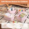 image:imageOIAHOMY 4 Pack 1417110263IN Storage Baskets for Organizing Shelves Woven Rope Baskets for Organizing Books Clothes Decorative Basket for Living Room Nursery Bedroom Gift Basket WhitePink