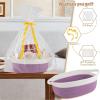 image:imageOIAHOMY Gift Basket Empty with Handle 12x 8x 5 Small Woven Basket with Gift Bag Ribbon and Wrap Tissue Paper Dog Toy Storage for Organizing  Pink amp WhiteLilac Purple  White