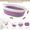 image:imageOIAHOMY Gift Basket Empty with Handle 12x 8x 5 Small Woven Basket with Gift Bag Ribbon and Wrap Tissue Paper Dog Toy Storage for Organizing  Pink amp WhiteLilac Purple  White