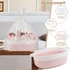 image:imageOIAHOMY Gift Basket Empty with Handle 12x 8x 5 Small Woven Basket with Gift Bag Ribbon and Wrap Tissue Paper Dog Toy Storage for Organizing  Pink amp WhitePink  White