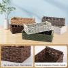 image:imageOIAHOMY Toilet Paper Baskets Handmade Paper Rope Decorative Wicker Storage Tank Shelf Cabinet Organizer for Bathroom Home Set of 2 GreenBrown