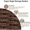image:imageOIAHOMY Toilet Paper Baskets Handmade Paper Rope Decorative Wicker Storage Tank Shelf Cabinet Organizer for Bathroom Home Set of 2 GreenBrown