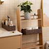 image:imageOIAHOMY Toilet Paper Baskets Handmade Paper Rope Decorative Wicker Storage Tank Shelf Cabinet Organizer for Bathroom Home Set of 2 GreenBrown